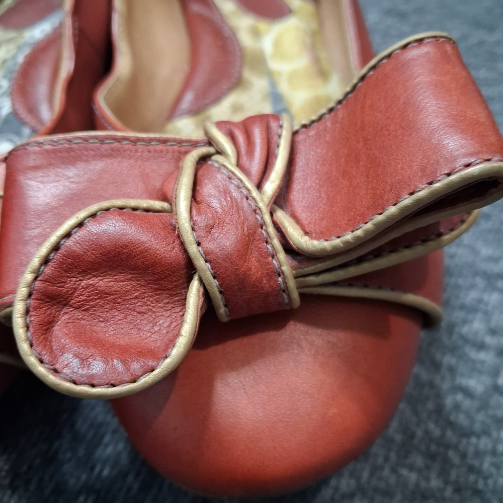 Born Leather Ballet Flats Orange Bow Slip On Shoes W92152 VBEJ10 Womens 8.5 40 - Picture 2 of 15